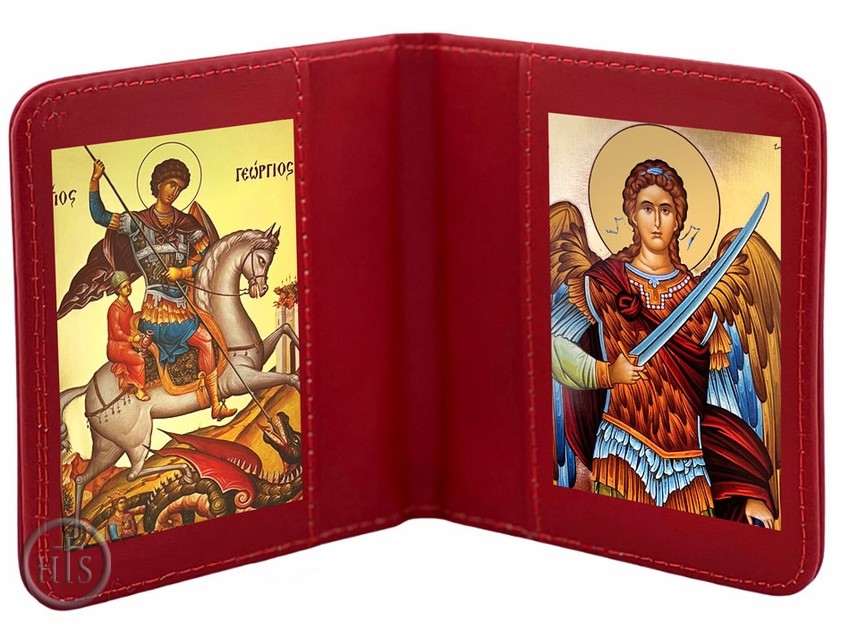 Product Pic - Saint George & Archangel Michael, Traveling Icon Diptych