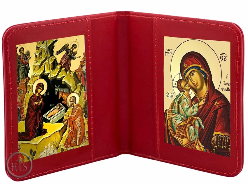 HolyTrinityStore Image - The Nativity & Virgin Mary Sweet Kissing, Traveling Icon Diptych