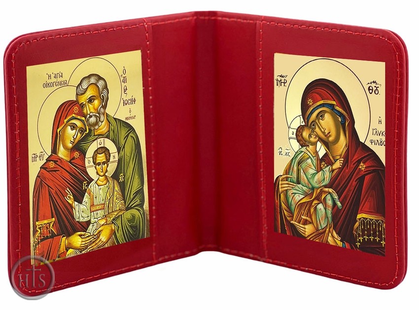 Picture - The Holy Family & Virgin Mary Sweet Kissing, Traveling Icon Diptych