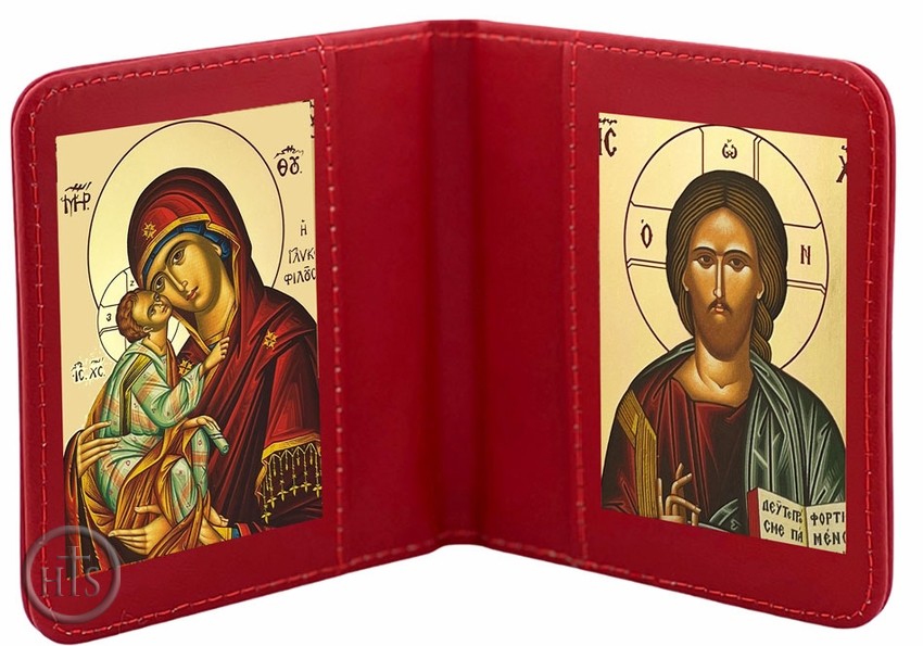 HolyTrinityStore Image - Sweet Kissing & Christ the Teacher, Traveling Byzantine Icon Diptych