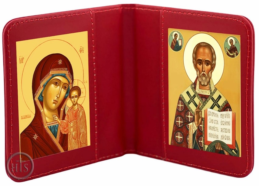 Product Photo - Virgin of Kazan &  Saint Nicholas, Traveling Icon Diptych