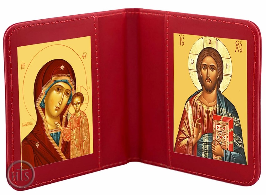 Product Pic - Virgin of Kazan & Christ The Teacher, Traveling Icon Diptych