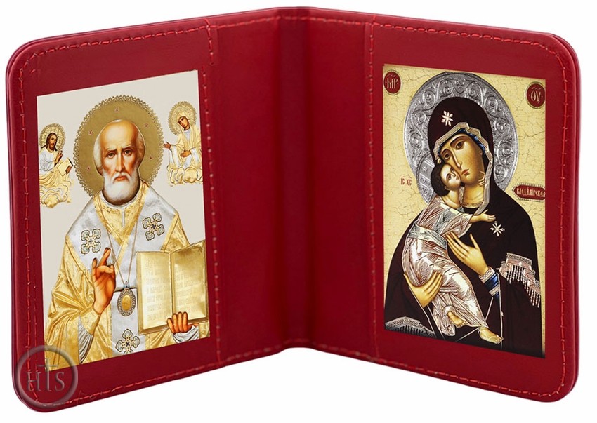 HolyTrinityStore Photo - Virgin of Vladimir & St. Nicholas, Traveling Icon Diptych