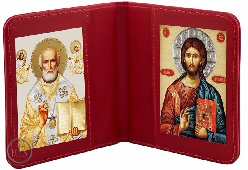 Pic - Saint Nicholas & Christ The Teacher, Traveling Icon Diptych