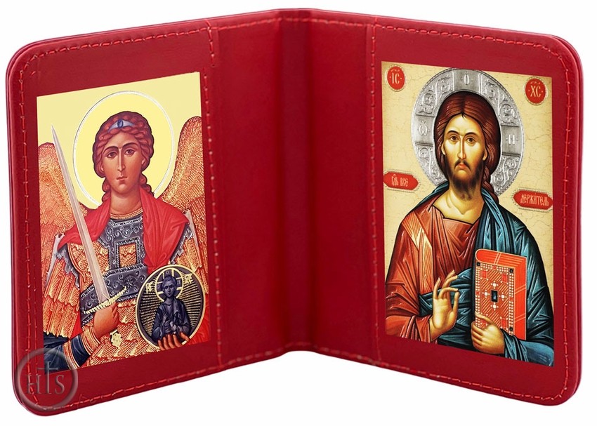 Product Picture - Archangel Michael & Christ The Teacher, Traveling Icon Diptych
