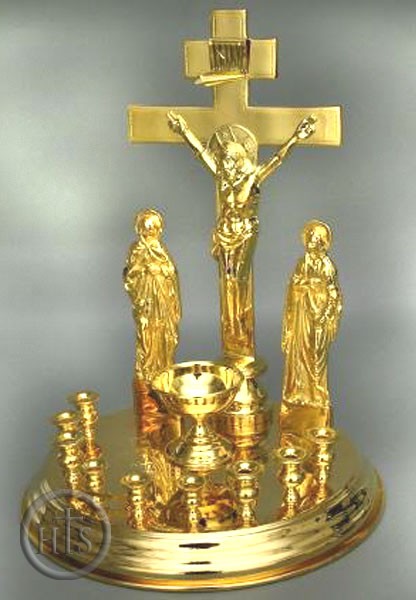 Image - Litya Tray and Cross Set, Engraved, Gold Plated.