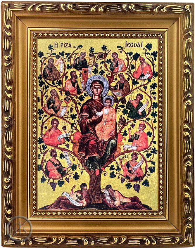 Product Picture - Tree of Jesse, Wooden Frame Greek Byzantine Icon with Stand