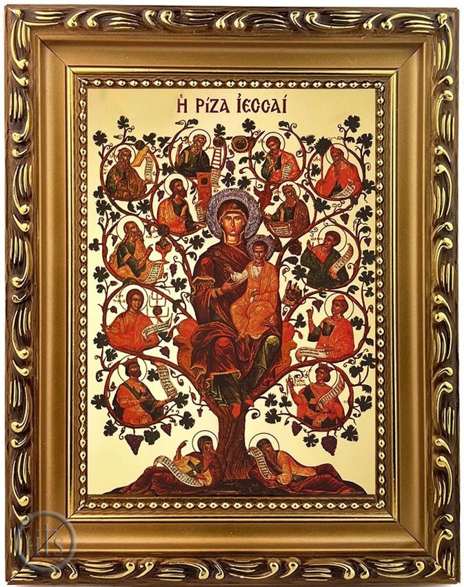 Picture - Tree of Jesse, Framed Greek Byzantine Icon, Gilded