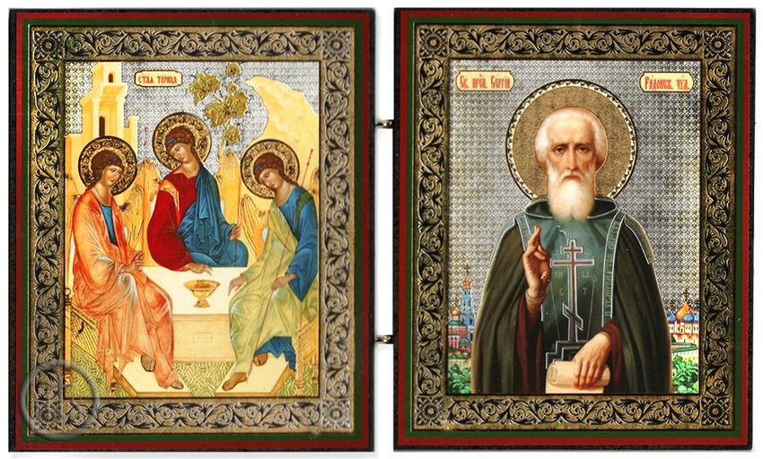 HolyTrinityStore Photo - The Old Testament Trinity and  St Sergey Radonezsky  Diptych
