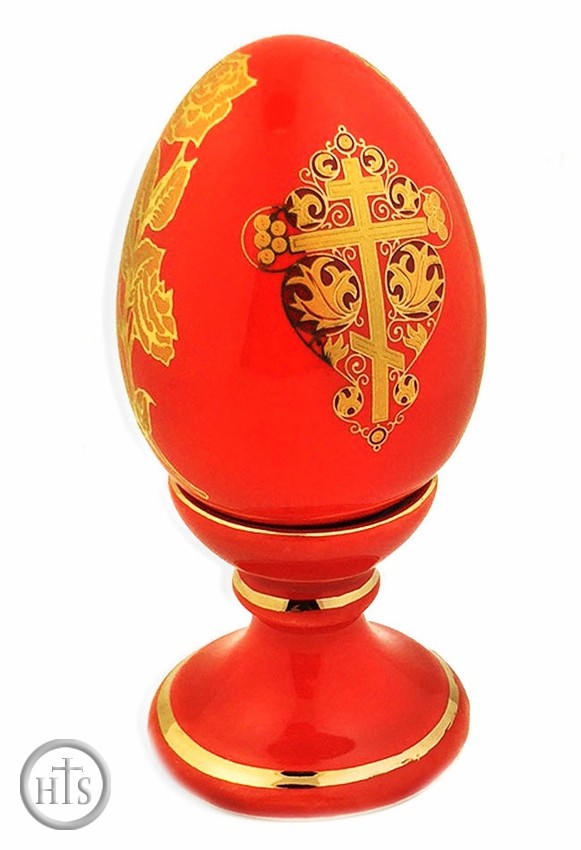 Image - Two Sided Porcelain Easter Egg,  Red