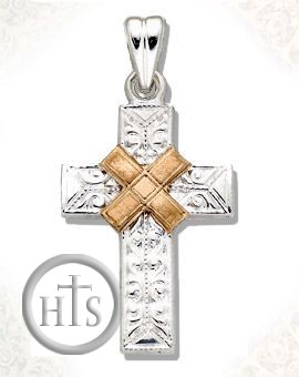 HolyTrinityStore Picture - Two Tone Sterling Silver with 14kt Gold Accent,  1