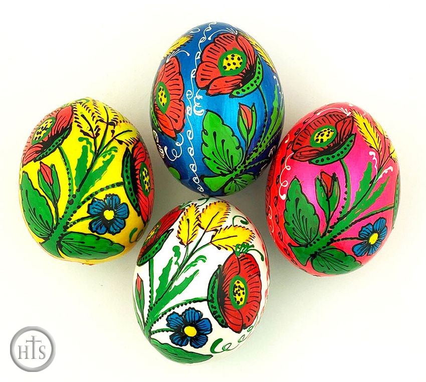 Image - Ukrainian Pysanky Wooden Mini Eggs, Set of 4,  Hand Painted