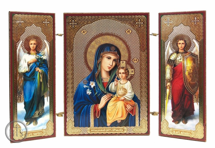 Image - Virgin Mary the Eternal Bloom  / Archangels Michael and Gabriel, Mini Triptych