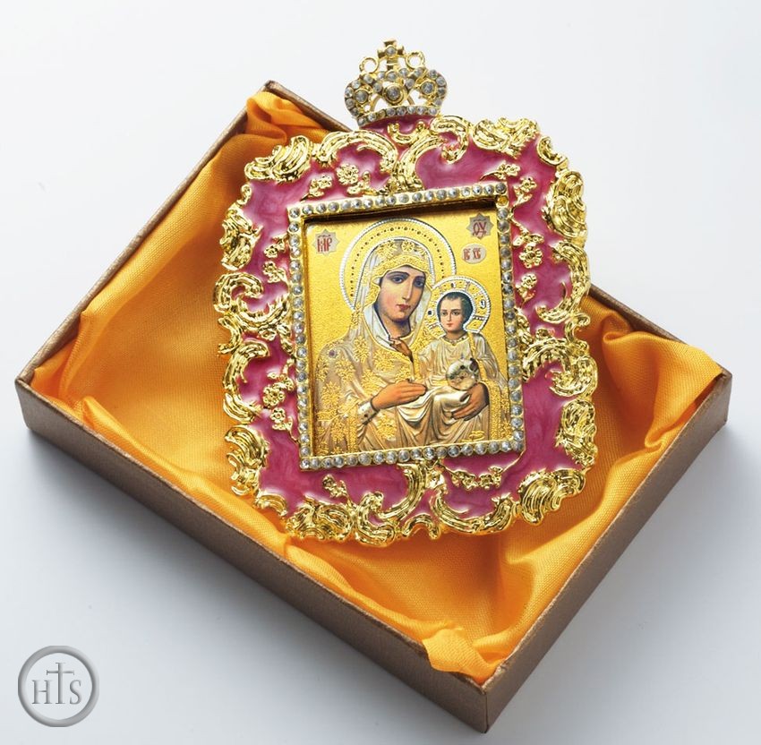 Photo - Virgin of Jerusalem, Square Shaped Ornament Icon, Purple