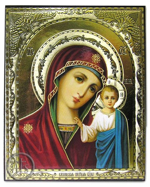 Product Pic - Virgin of Kazan, Gold Foil Embossed Orthodox Icon