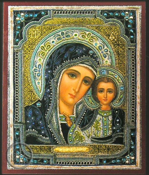 Product Image - Virgin of Kazan, Gold and Silver Foil Orthodox Mini Icon