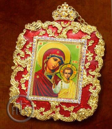 Image - Virgin of Kazan, Square Shaped Ornament Icon, Red