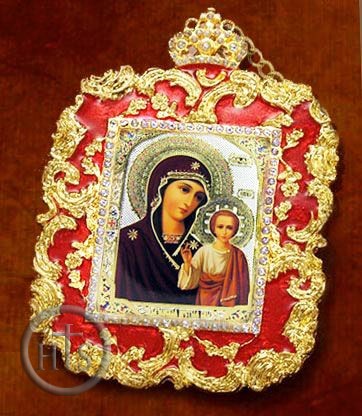 Product Pic - Virgin of Kazan, Square Shaped Ornament Icon, Red