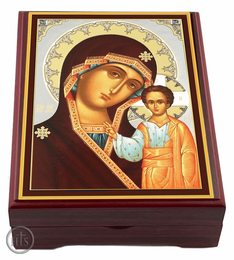 Pic - Virgin of Kazan, Wooden Icon Keepsake Box