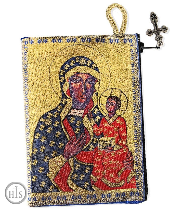 HolyTrinityStore Image - Virgin Mary Czestochova, Rosary Icon Pouch 