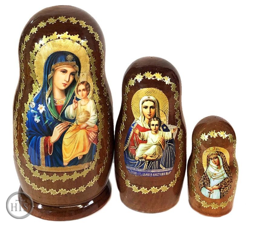 HolyTrinityStore Photo - Virgin Mary the Eternal Bloom, 3 Nesting Icon Doll, Hand Painted, 4