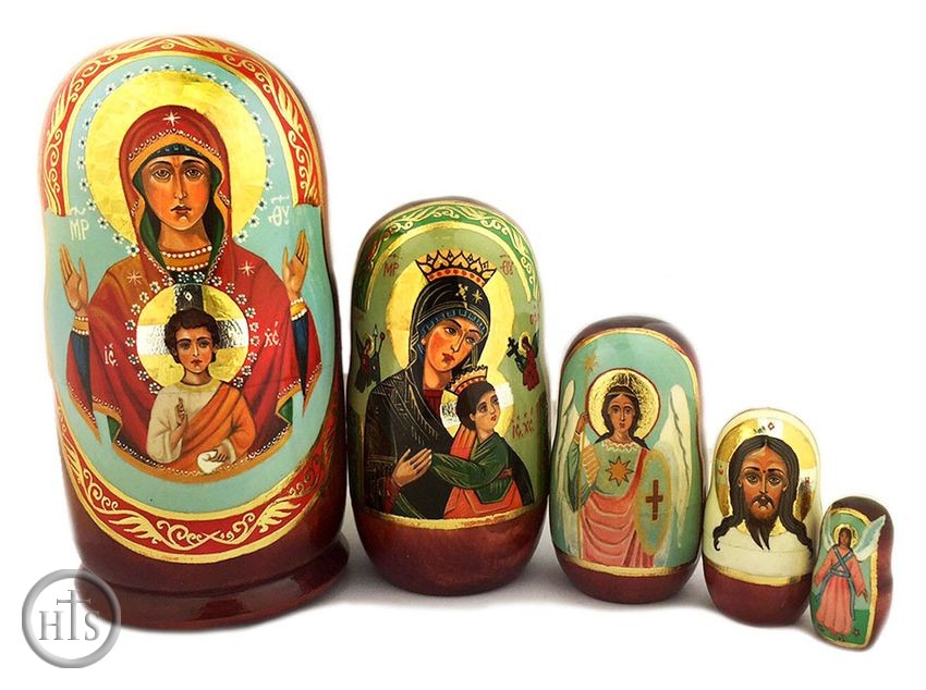 Pic - Virgin Mary, 5 Nesting Icon Doll, Hand Painted, 6