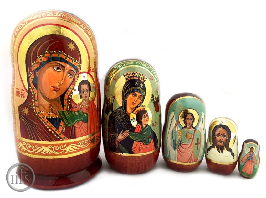 Product Picture - Virgin Mary, 5 Nesting Icon Doll, Hand Painted, 6