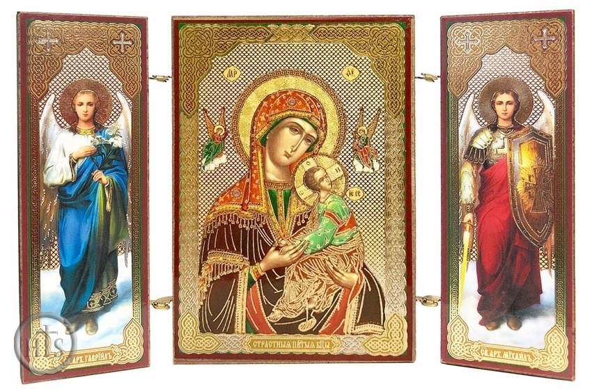 HolyTrinityStore Image - Virgin Mary Perpetual Help / Archangels Michael and Gabriel, Mini Triptych