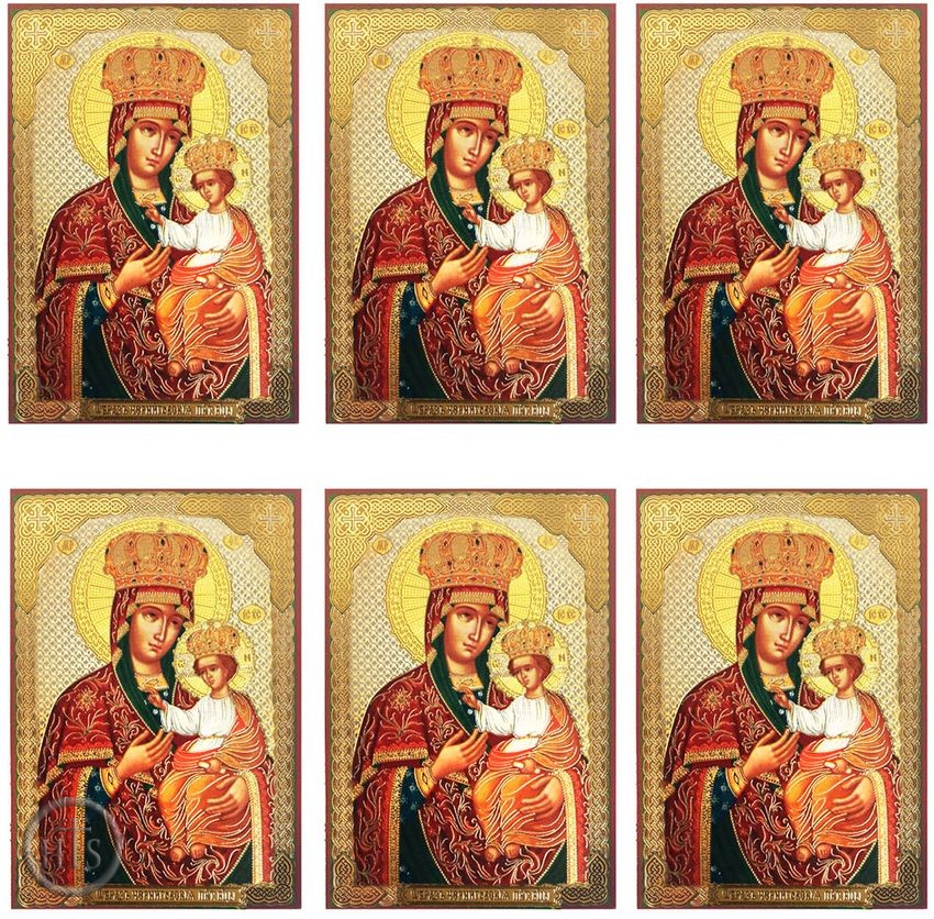 HolyTrinityStore Photo - Virgin Mary Chernigovskaya, Set of 6 Gold Foiled Prayer Cards