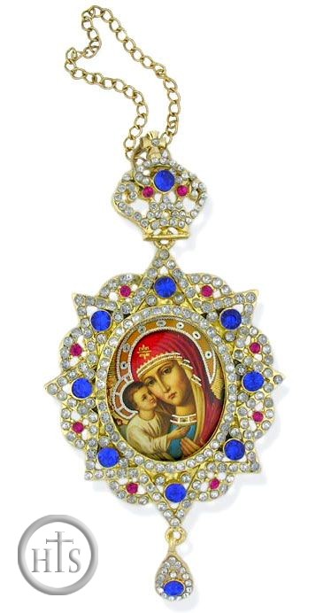 Pic - Virgin Mary Zirovitskaya - Flowers,  Star Shaped, Panagia Style Framed Icon