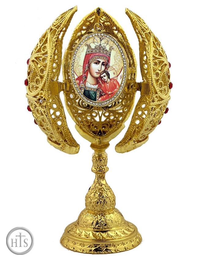 Product Photo - Virgin Mary and Christ, Filigree Style Icon Egg, 6