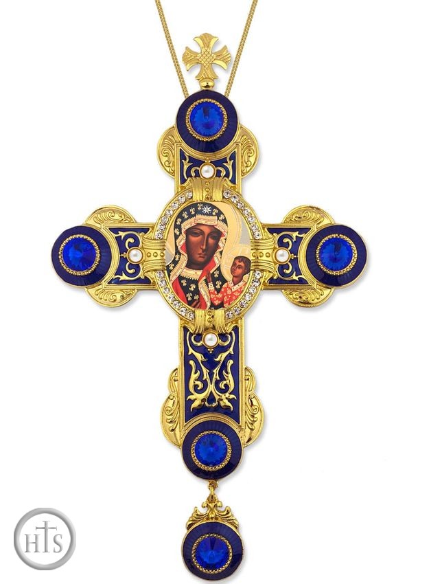 HolyTrinityStore Picture - Virgin Mary Czestochowa Icon in Byzantine Styled Cross Ornament