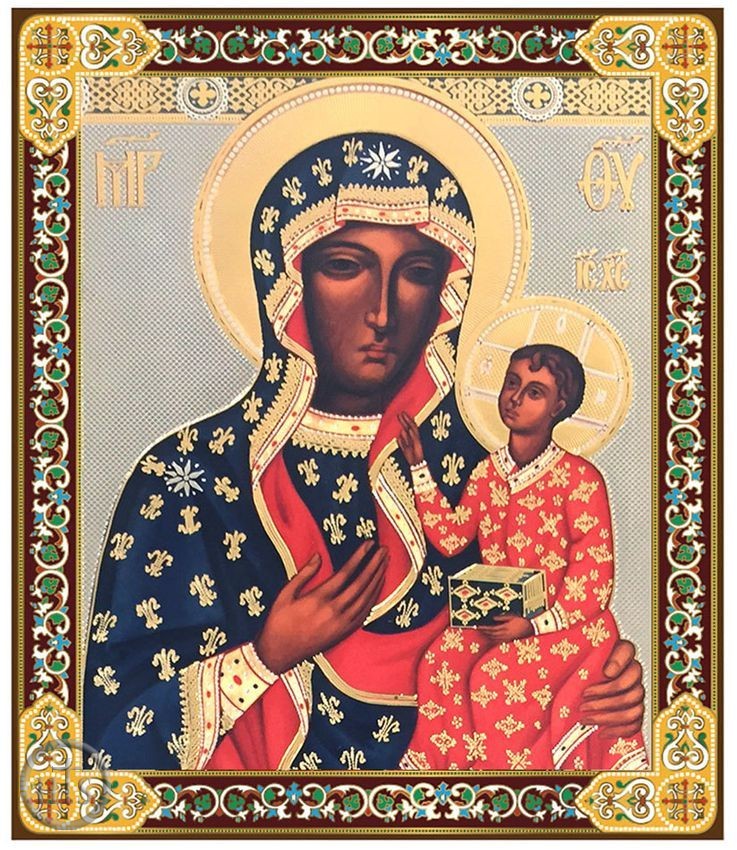 Product Pic - Virgin Mary Czestochowa, Orthodox Gold Foil Mini Icon