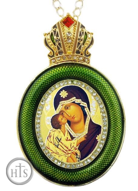 HolyTrinity Pic - Virgin Mary Donskaya, Egg Shape Framed Ornament Icon 