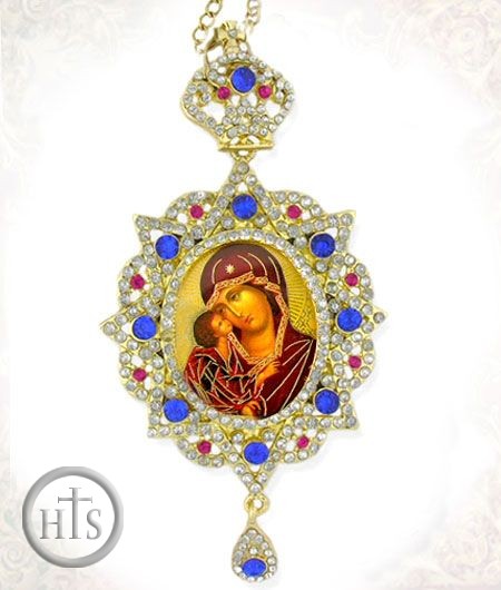 Product Photo - Virgin Mary of Don (Donskaya), Star Shaped, Panagia Style Framed Icon