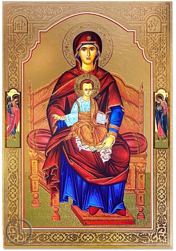 Image - Virgin Mary Enthroned with Arch. Michael and Gabriel, Gold Foil Icon