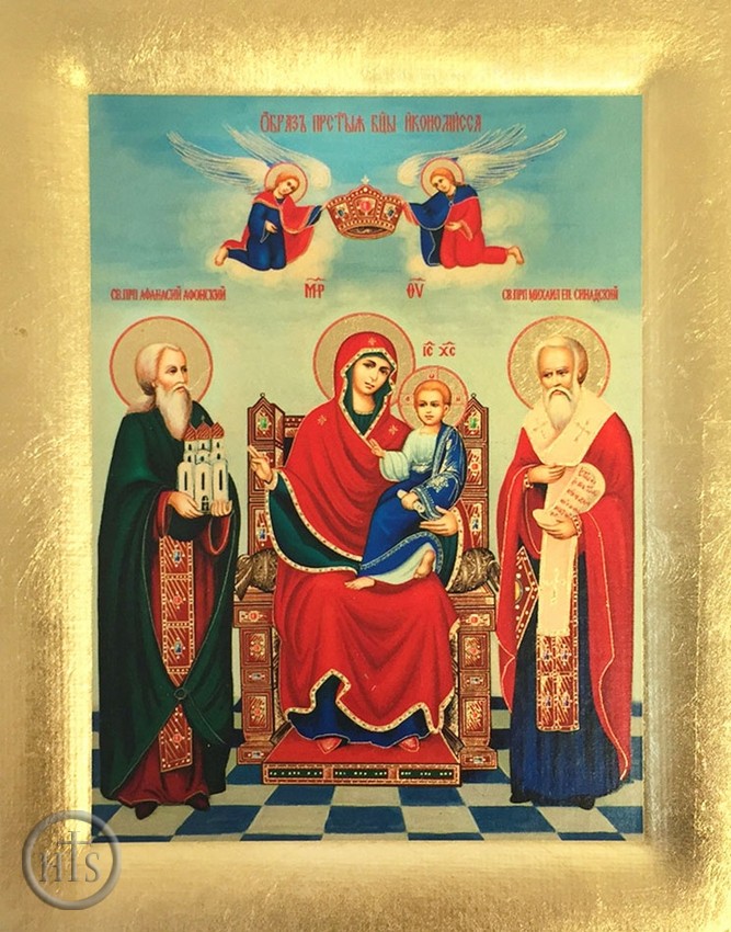 Product Photo - Virgin Mary Enthroned with Russian Saints, Serigraph Orthodox Icon