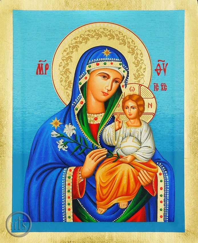 Product Photo - Virgin Mary  the Eternal Bloom, Serigraph Orthodox Icon with Stand