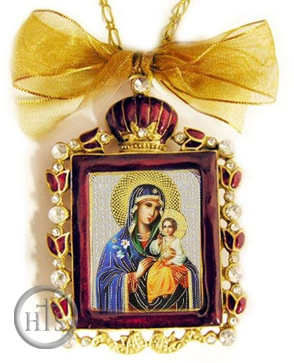 Picture - Virgin Mary The Eternal Bloom, Faberge Style Framed Icon Ornament