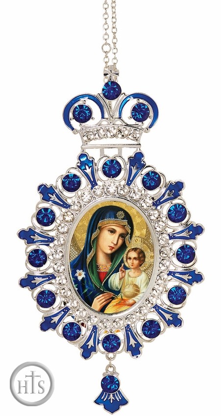 Image - Virgin Mary the Eternal Bloom,  Jeweled  Icon Ornament with Chain
