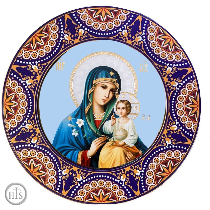 HolyTrinityStore Photo - Virgin Mary Eternal Bloom, Orthodox Icon in Wooden Round Frame