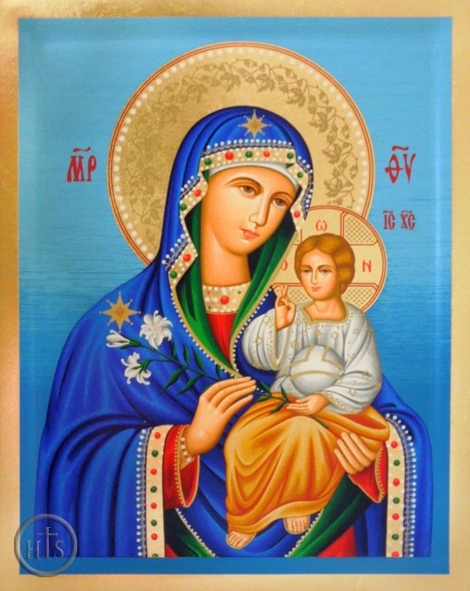 Image - Virgin Mary  the Eternal Bloom, Serigraph Orthodox Icon with Stand