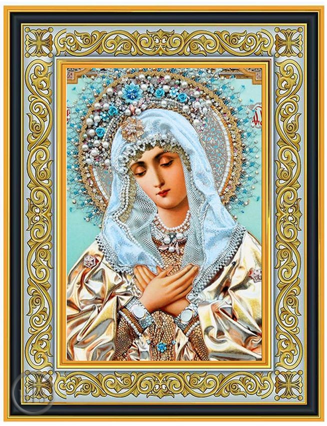 HolyTrinityStore Photo - Virgin Mary Extreme Humility, Framed Orthodox Icon with Stand