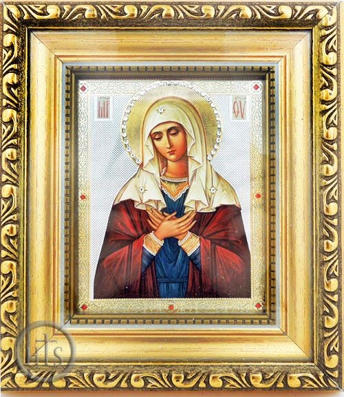 HolyTrinityStore Picture - Virgin Mary of Extreme Humility, Orthodox Framed Icon  with Crystals and Glass