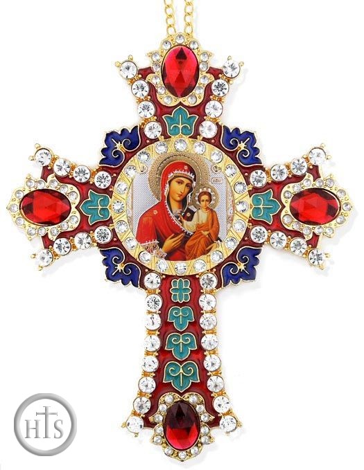 HolyTrinityStore Photo - Virgin Mary of Smolensk Icon in  Jeweled Wall Cross