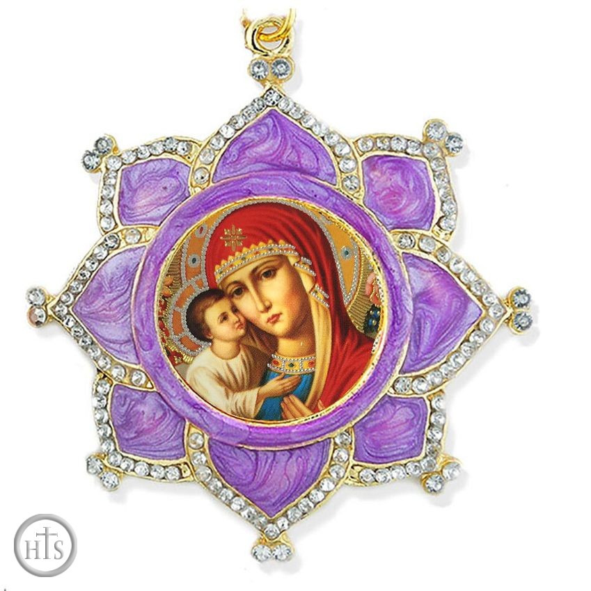 Product Photo - Virgin Mary Zirovitskaya, Faberge Inspired Framed Icon Ornament