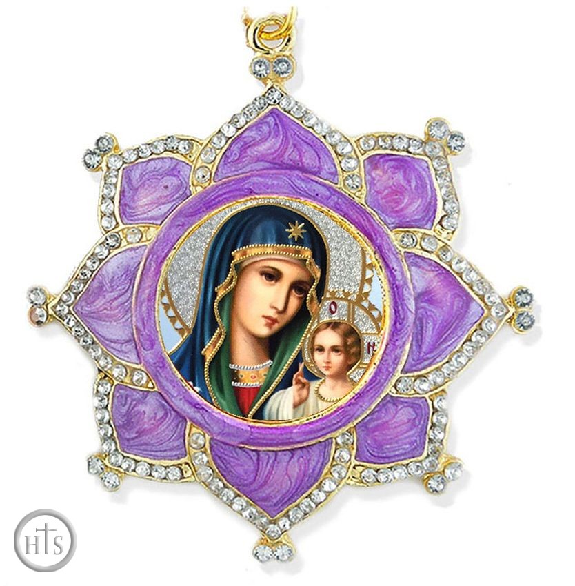 HolyTrinityStore Photo - Virgin Mary Eternal Bloom, Faberge Inspired Framed Icon Ornament