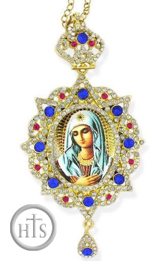 Picture - Virgin Mary of Extreme Humility, Star Shaped, Panagia Style Framed Icon