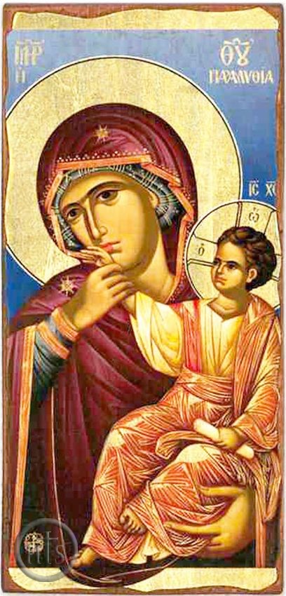 HolyTrinity Pic - Virgin Mary Glykophilousa (Sweet Kissing), Greek Serigraph Panel Icon