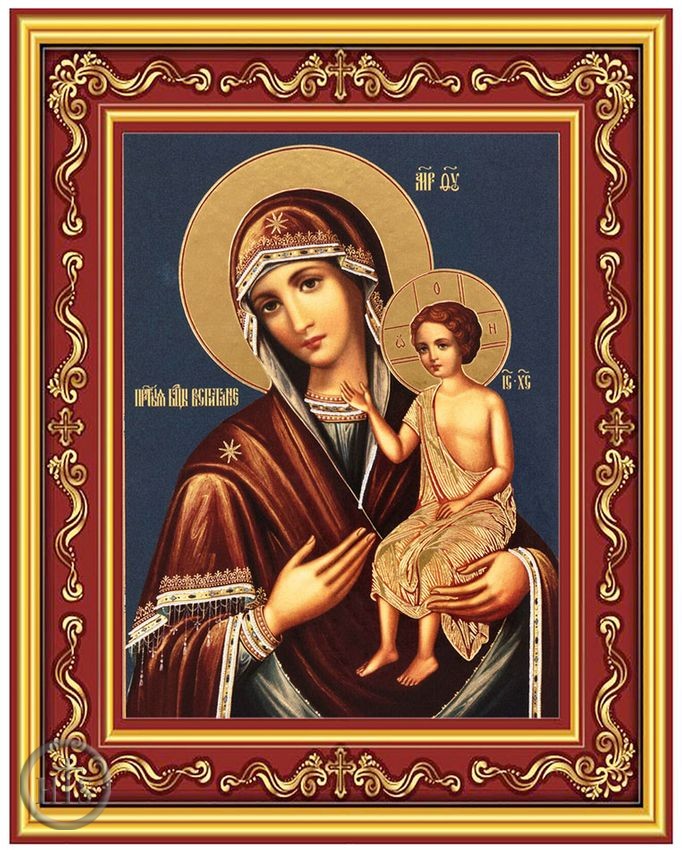 Product Image - Virgin Mary of God Nurturer, Gold Foil Orthodox Icon in Frame 